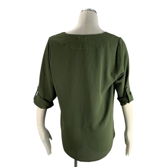 Lee's Closet Medium Blouse Khaki Green - Picture 3 of 6